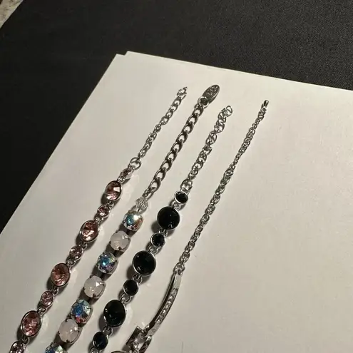 Women’s Lot Of 4 Rhinestone Tennis Bracelet Adjustable Extension Chains