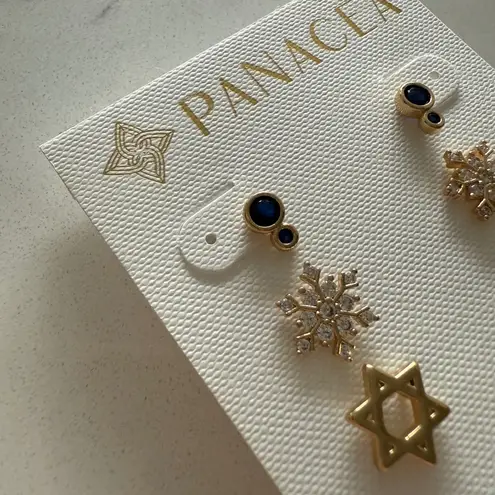 Panacea Set of 3 Chanukah/Hanukkah Holiday Stud Earrings