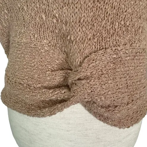 Lush Clothing Double V Sleeveless Sweater Faux Knot Front Size Large In Latte Tan By Lush