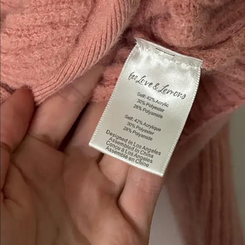 For Love & Lemons  L Reese Coral Pink Button-Up Cropped Cardigan