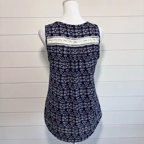 Paper Moon by Stitch Fix Flowy Navy Blue Tank Top Size S
