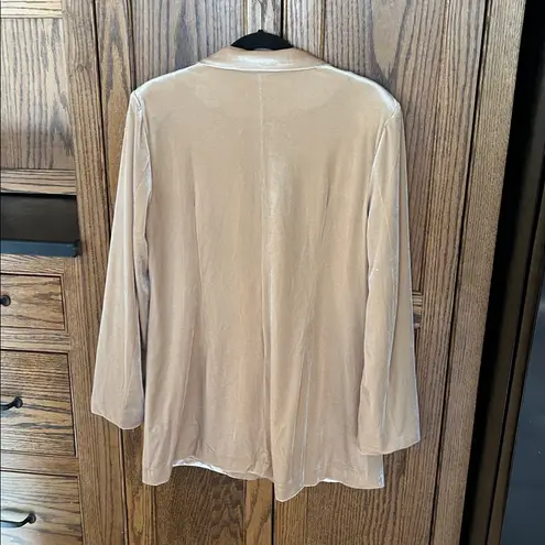 BiBi Shiny Velvet Peak Lapel Single Blazer Champagne Cream Tan Size Large