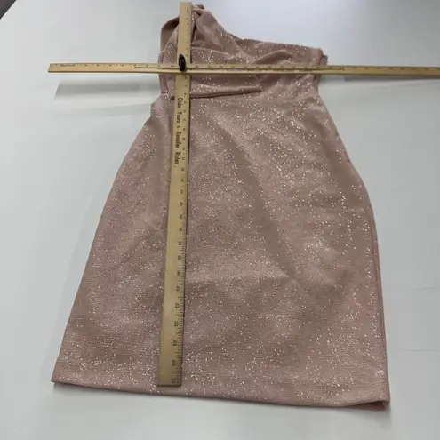 Eliza J Dress Womens Size 2 Pink Sparkle Glitter One Shoulder Draped Bow Detail