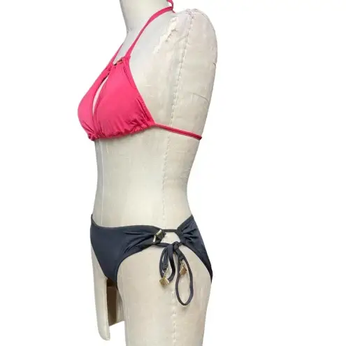 Trina Turk  Tokyo Black Loop Side Bikini‎ Bottom w/ Red Top Size 10