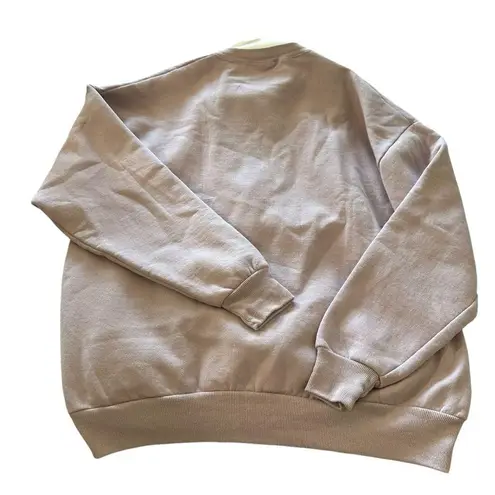 Purple and White Retro Sweatshirt with Ribbed Cuffs Size XL