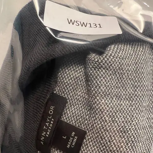 Ann Taylor Factory Gray/Cream Check Button Up Cardigan Sweater Academia Size L Gray Size L - Image 10