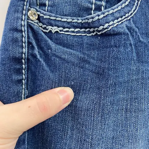 Vintage Earl Jean women's dark medium wash blue denim skinny embellished jeans Size 6