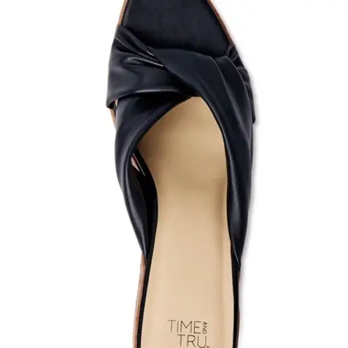 Time And Tru  black faux leather wedges sz 7