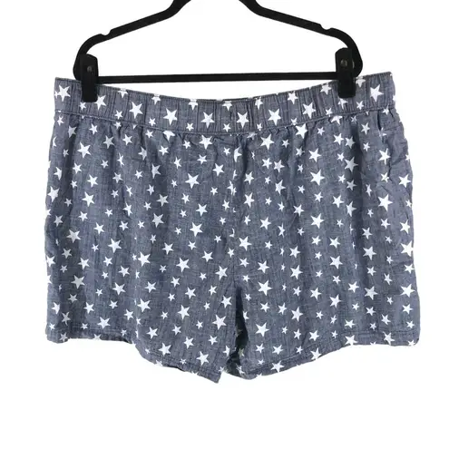 Bcg Womens Star-Patterned Cotton Lounge Shorts Blue White Size 2X
