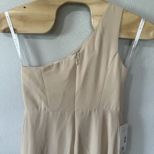 Azazie NEW Brooke Bridesmaids Dress Champaign Sz A14 One Shoulder Aline Chiffon