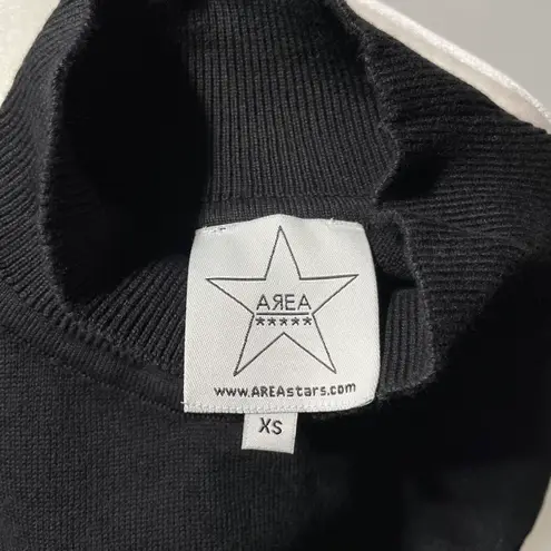 Area Stars New Puff Sleeve Mock Neck Mini Sweater Dress Black Size XS