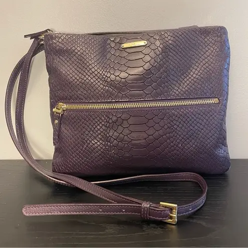 GiGi New York Purple Crossbody Bag Python Embossed Faux Leather Small Purse