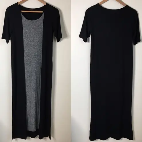 J. Jill Wearever Collection Midi Shift Dress Side Slit Color Block Knit … Gray Size XS
