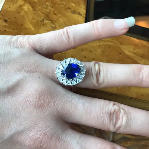 Natural Blue Kyanite Sterling Silver Cocktail Ring Discounted Size 8