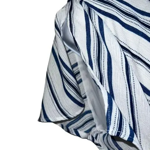 Everly  Blue  White Striped Tie Side Faux  Wrap Romper NWOT Size M