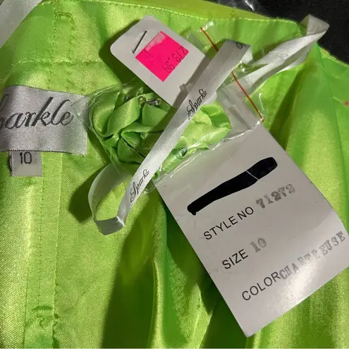 Sparkle 71272 Charteuse Green Strapless Beaded Chiffon Prom dress NEW 10