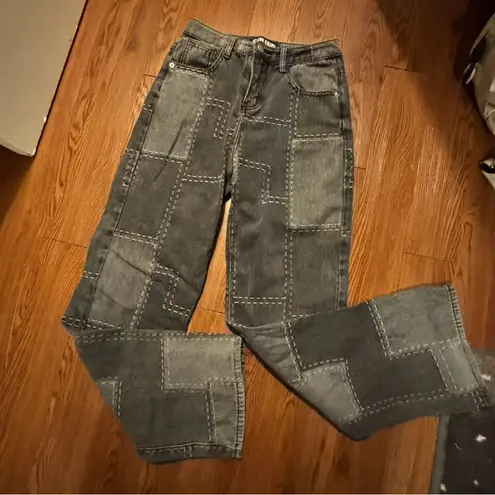 The Kript  Jeans Patterned Black Small Straight