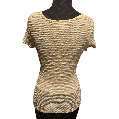 Hanky Panky Vintage Lined Stretch Pucker Peek A Boo Top Sz S Short Sleeve