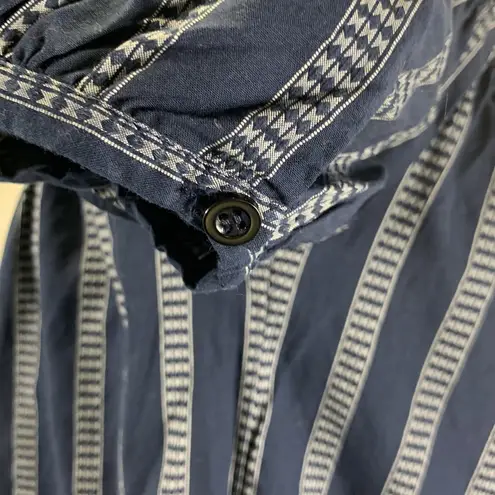 Sweet Wanderer On Off Shoulder Striped Blouse Top Navy Blue Size L NWT