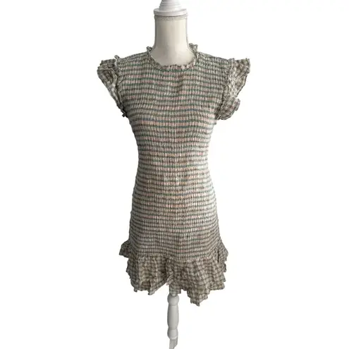 Veronica Beard Plaid Smocked Ruffle Trim Dress Size 6
