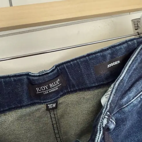 Judy Blue Women’s 16W Blue Denim Jogger Jeans Dark Wash Blue Denim Stretchy