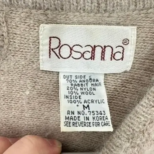 Rosanna Angora Rabbit Hair Blend Crewneck Dolman Sleeve Sweater Womens Medium Tan