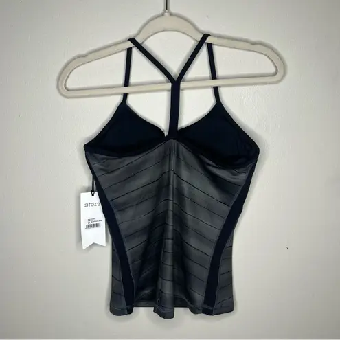 Stori Textured‎ Wash Striped Shelf Bra Racerback Tank Gray Size 6