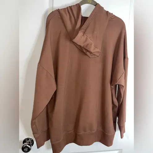 Athletic Works Lined Brown Hoodie Spandex Comfy Drawstring Pocket Unisex Sz XXXL