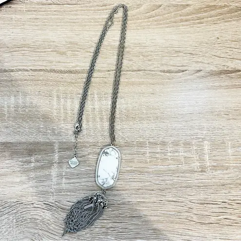 Kendra Scott  Howlite & Silver Rayne Tassel Necklace Marble Long