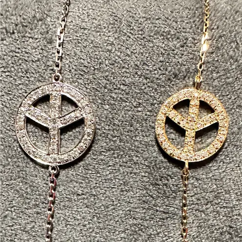 Brand New 18K Gold AntiWar Genuine Diamonds Convertible Anklet/Bracelet