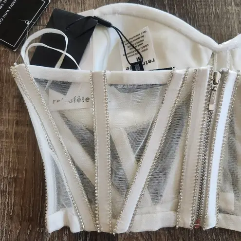 Retrofête Retrofete Lex Top Strapless Corset Bustier White Rhinestone Medium NWT Bridal