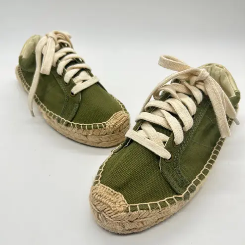 Soludos Izzy Espadrille Sneakers Womens 5 Olive Green Canvas Lace-Up Platform