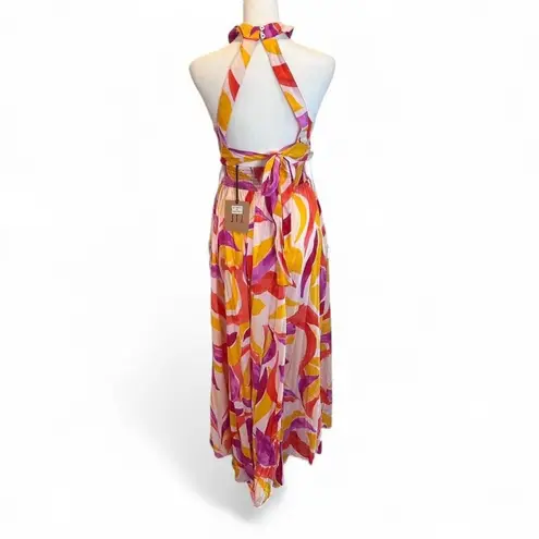 NEW Abel the Label Anthropologie Purple Pink Orange Tropical Maxi Dress Sz XS