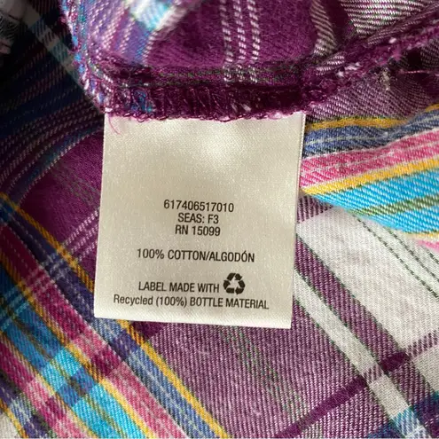 Laura Scott women’s XL purple plaid collared long sleeve button down shirt