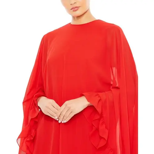 Mac Duggal Short Cape Sleeve Cocktail Ruffled Chiffon Dress Dress Size 6 55407