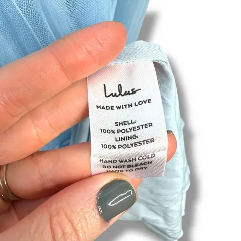 Lulus NWOT Exemplary Aura Light Blue Pleated Tulle Surplice Midi Dress Medium