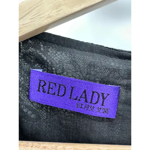 Red Lady Women Floral Lace Embroidery Mini Dress Size S Asian Tea Party Cocktail Black