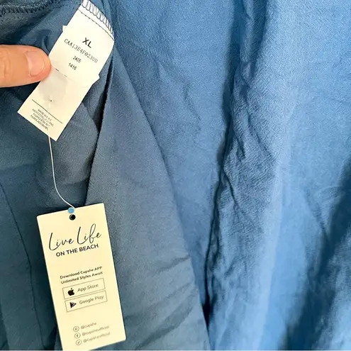 Cupshe NWT  Ocean Blue Wide Leg Overalls Jumpsuit - Size: Extra Large