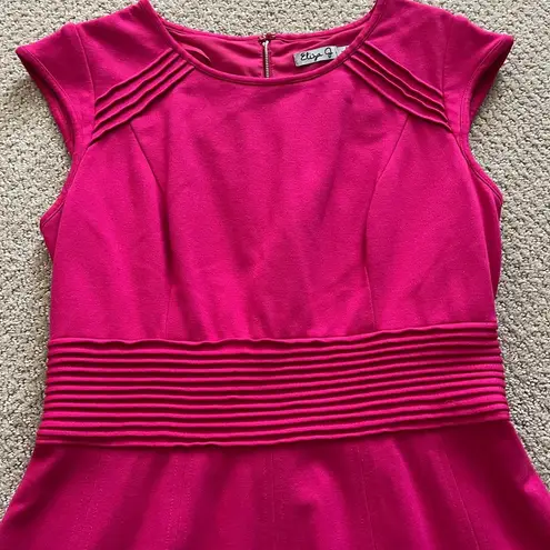 Eliza J Pintucked Waist Seamed Ponte Knit Fit & Flare Dress