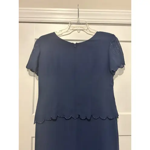 R & M Richards Navy Blue Formal Dress Women’s Size 12 P Mother Of Bride Wedding