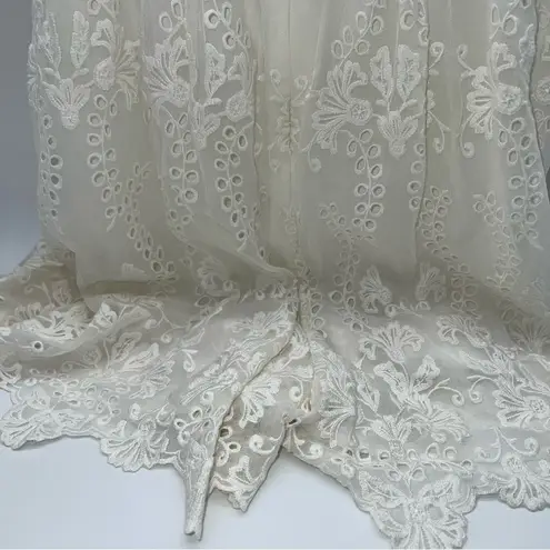 Zimmermann Off-White Women's Embroidered Eyelet Silk Romper w/Spaghetti Straps-0