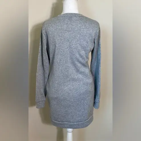 Womens long sleeve crew neck grey sweatshirt dress. Size Small Gray