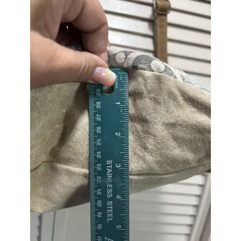 Myra Hair On Cowhide Leather Canvas Paisley Shoulder Bag Boho Gray/Tan