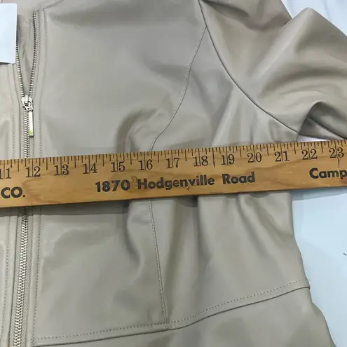 City Chic Faux Leather Zip up Jacket Fully Lined W/Pockets S/16 Beige NEW