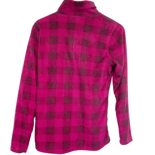 Avalanche Womens M Fairmont 1/4 Zip Fleece Jacket Plaid Pink Black Outdoor