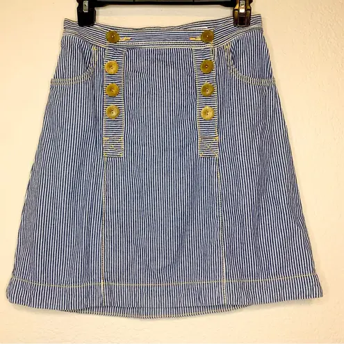 Pilcro and the Letterpress Anthropologie Button Striped Denim Mini Skirt Size 0