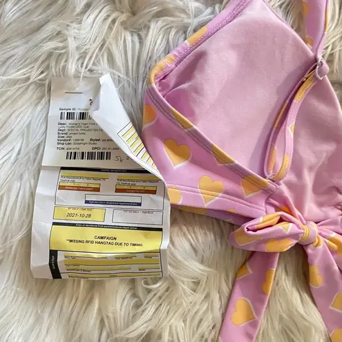 Stoney Clover Lane Lilac Heart Flutter Ruffle strap bikini swim top D/DD D DD