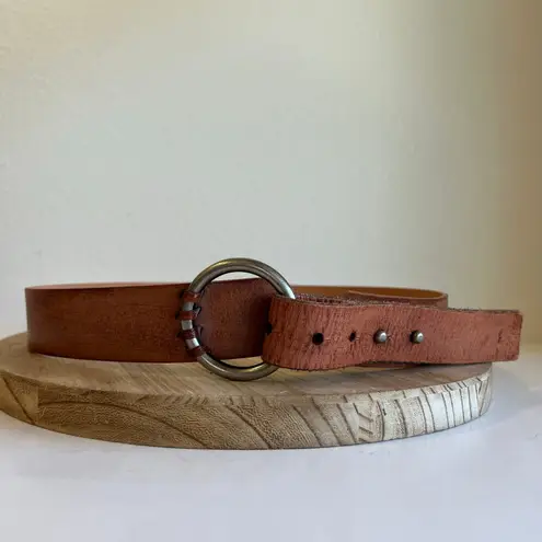 Brown Genuine Bonded Leather Wrap Round Silver Loop Stud Belt Size XL