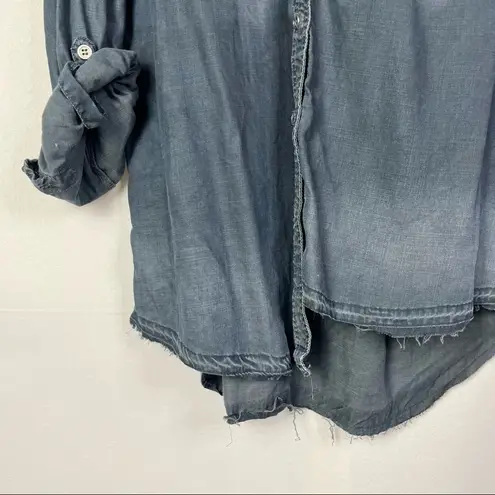 Dear John Boutique Dark Wash Asymmetrical Button Down Long Sleeve M