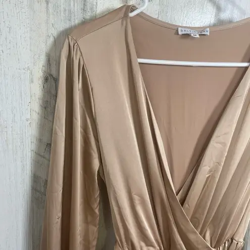 BALTICBØRN Holly Satin Maxi Dress sz M Champagne Gold Formal Wedding Long Sleeve Size M